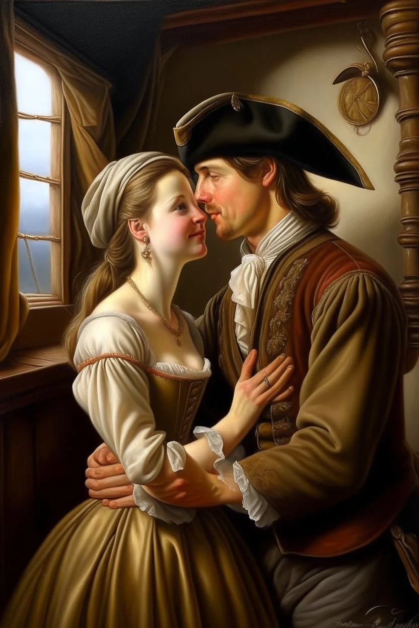 Historical oil painting expressing love Photorealistic