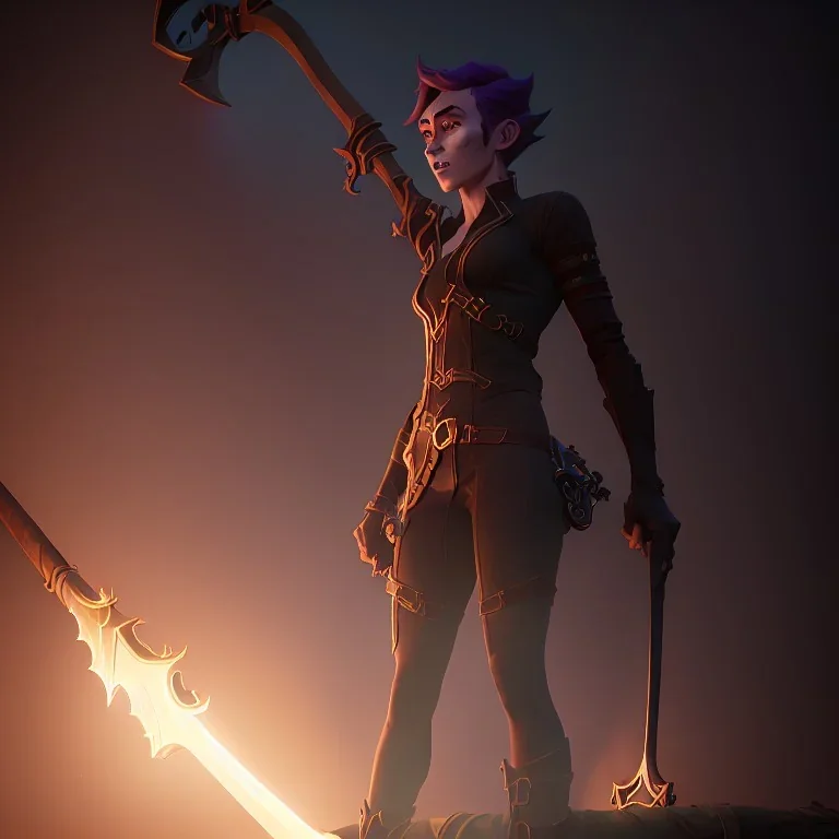 elve, half man, half woman And beside him was a horse with black wings spewing flames from its mouth, holds a huge ax in his hand, and stands at the edge of the universe, steampunk, unreal 5, octane render, cinema4d, dynamic lighting, dramatic lighting, 4k, redshift render, highly detailed, hyper realistic