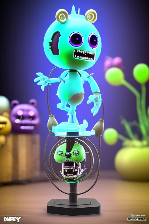 3d plastic figurine of Electrobab from five nights at Freddy's - on a stand