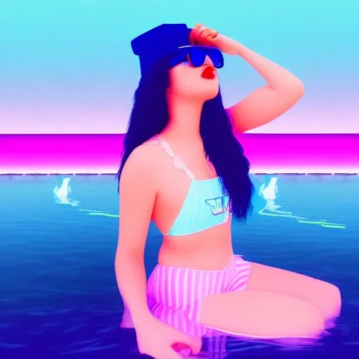 Vaporwave pool girl