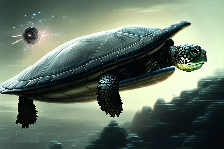 turtle spaceship with thrust, dirty damaged