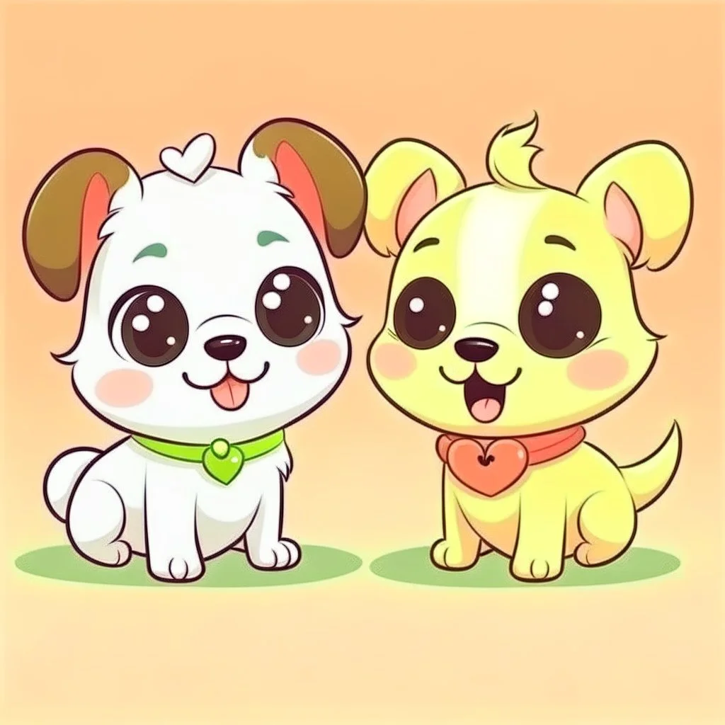 2 cute Dogs cartoon