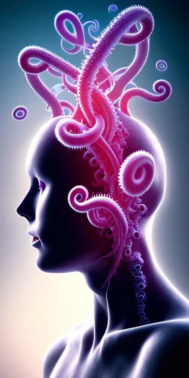 Spiritual Tentacles over human Head creating reality around