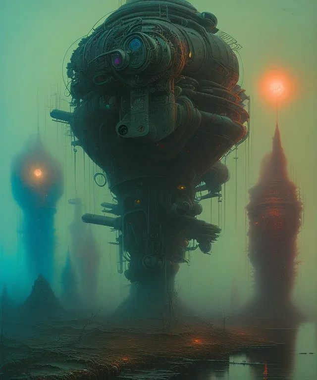 Camera., concept art, hyper detailed, beksinski, dan mumford, post-apocalyptic, oil on canvas