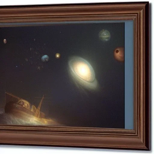 Rembrandt, stars, planets, ships, space