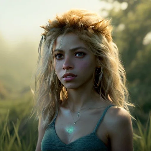 Shakira, artist, Realistic image, waist up portrait. perfect eyes, glow, circle iris. concept art, smooth, unreal engine 5, god lights, ray tracing, RTX, lumen lighting, ultra detail, volumetric lighting, 3d, finely drawn, high definition, 4k.