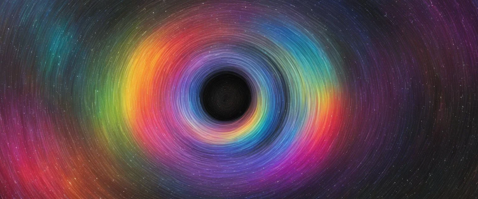 colorful, rainbow, void and a black hole