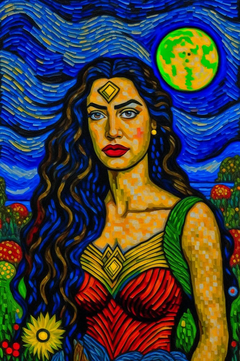 Wonder Woman as painted by Van Gogh