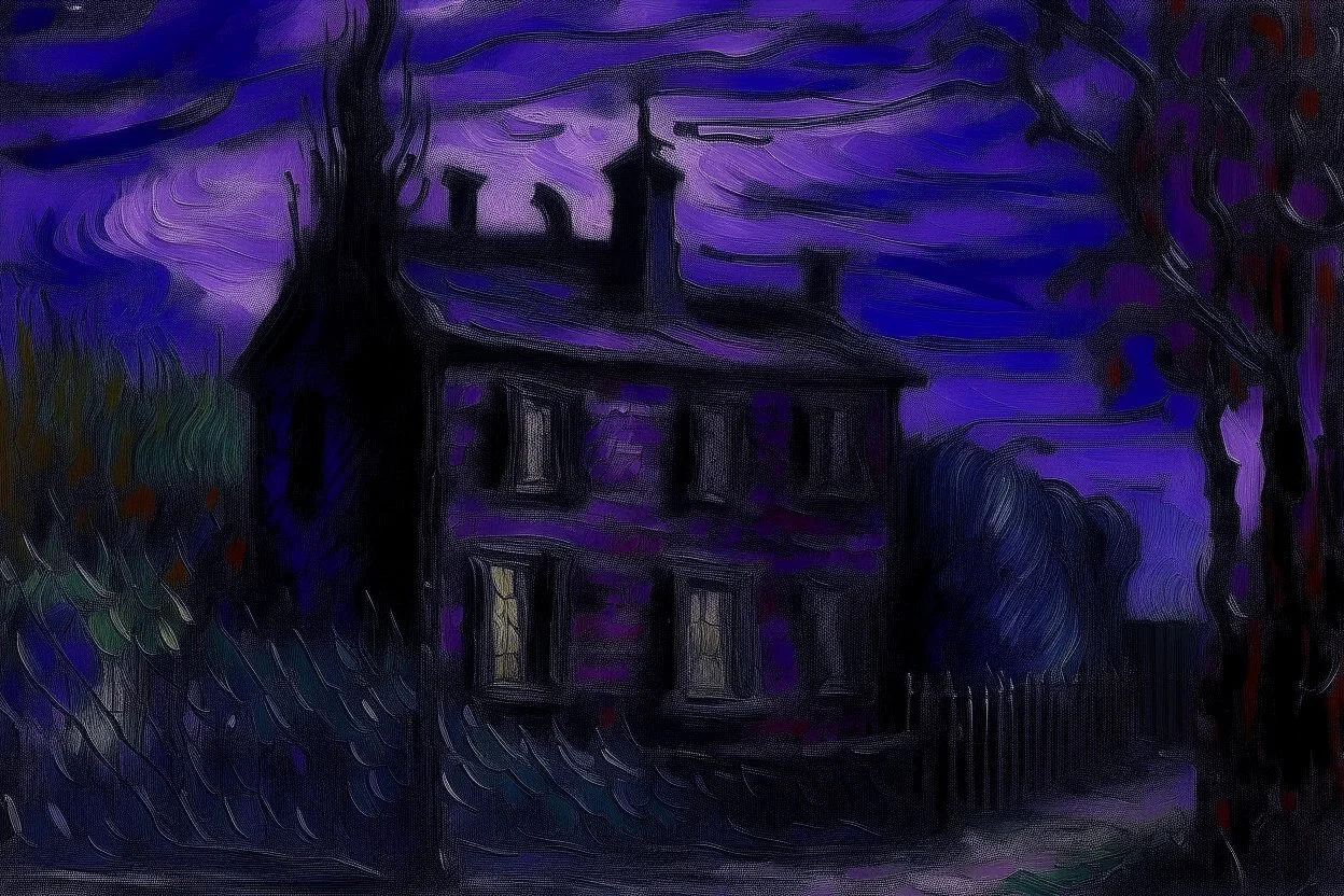 A dark purple paranormal penitentiary painted by Claude Monet