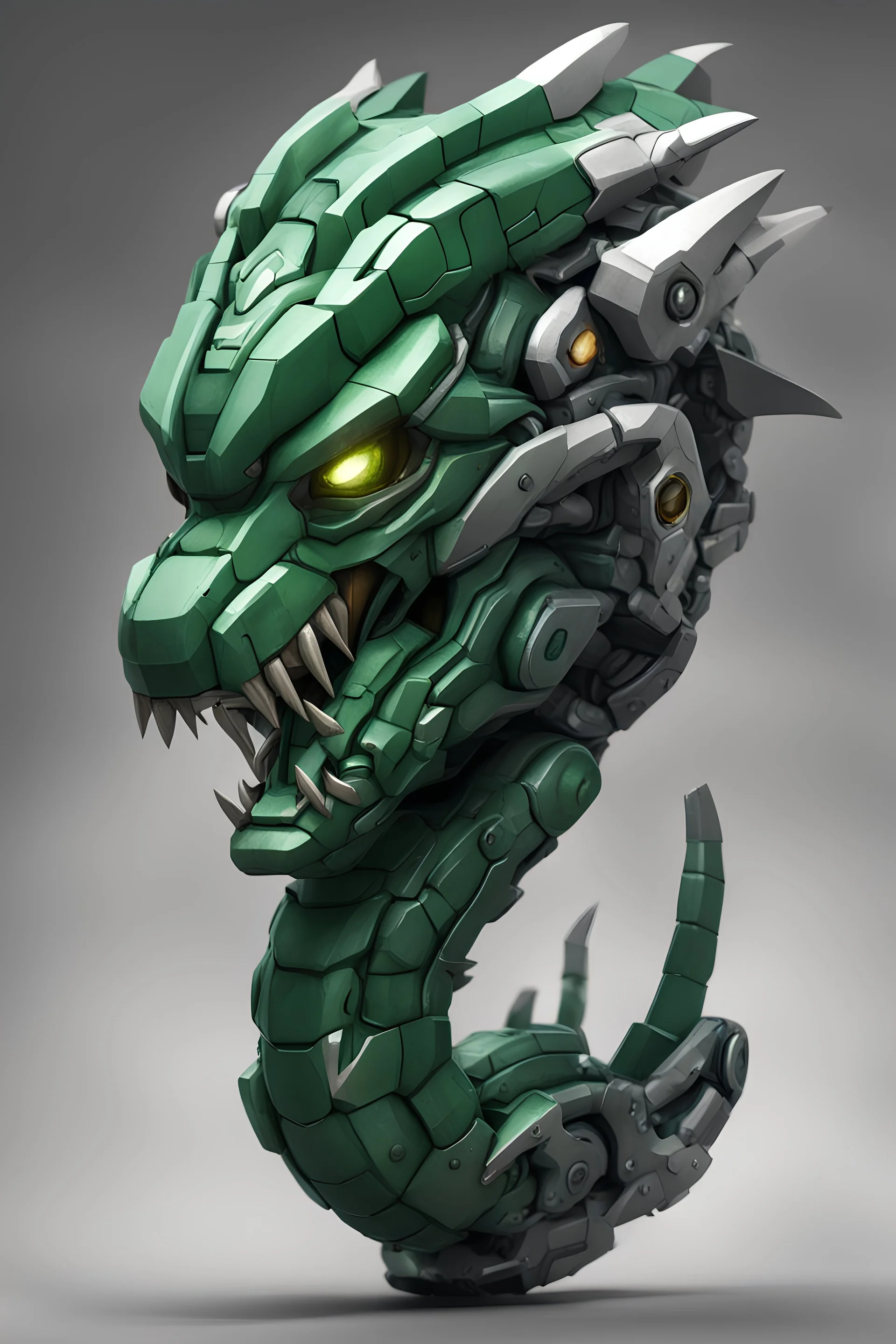 Mecha hydra green serpent head