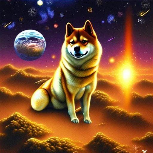 shiba inu smoking dank in space