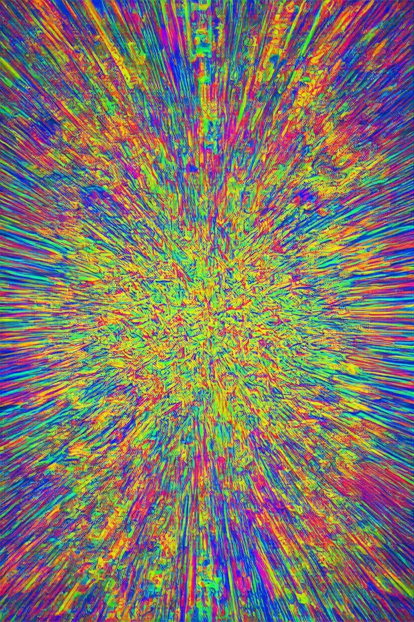 dimensional field of reality; surrealistic optical art; vivid palette