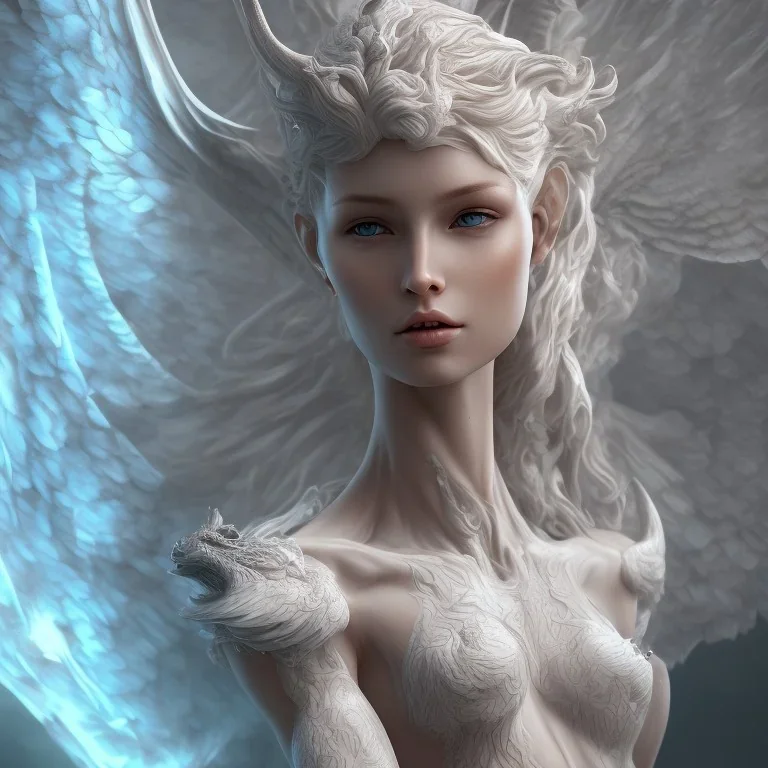 A very beautiful angel with a skin made of dragon skin, clear and perfect body anatomy, body parts with full HD resolution, 4K, 8K