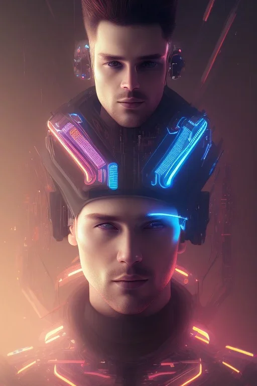 cyberpunk, head, men, portrai, tron