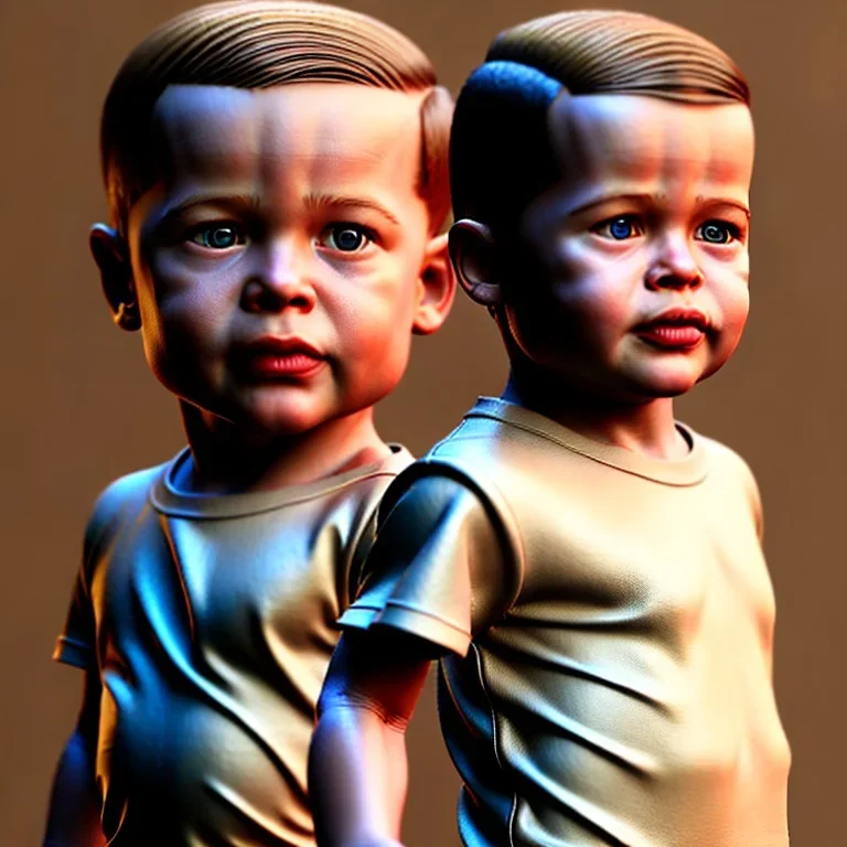 Brad Pitt toddler, full body, dramatic lighting, hyper realistic