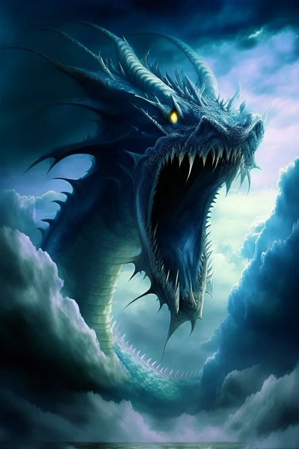 leviathan demon huge seprent monster beast sky