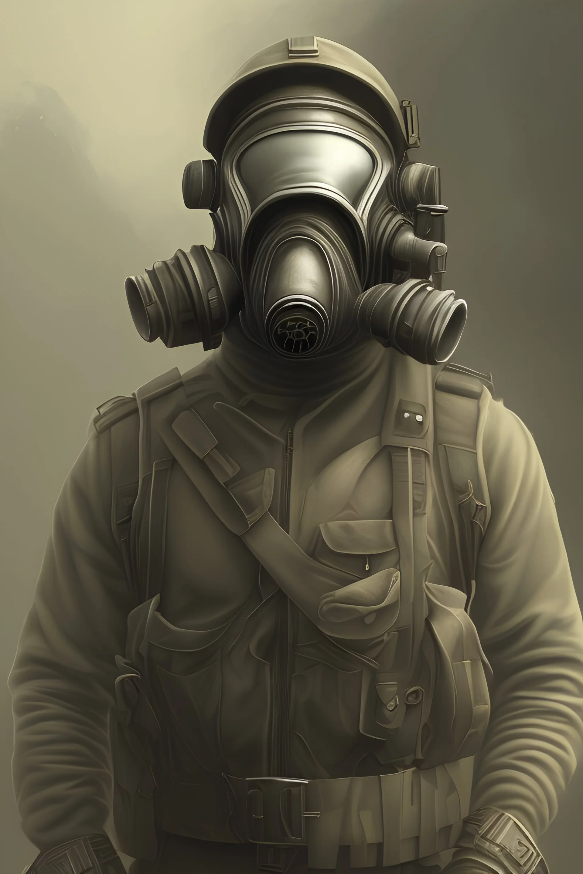 soldier in gas mask