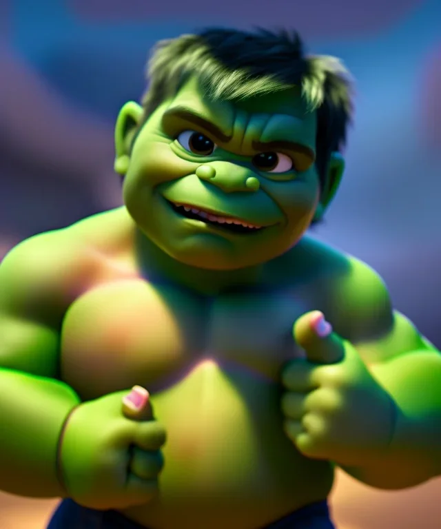 Baby hulk, full body, bokeh, h.r. giger