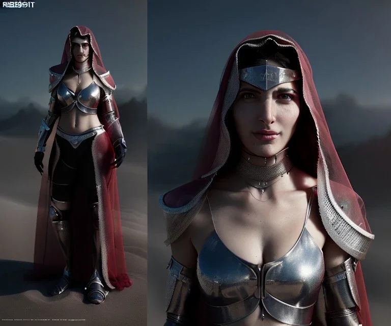 Animated, woman, Arabic face veil, armor, choker, hands, gauntlets, sword, x, longsword, chainmail