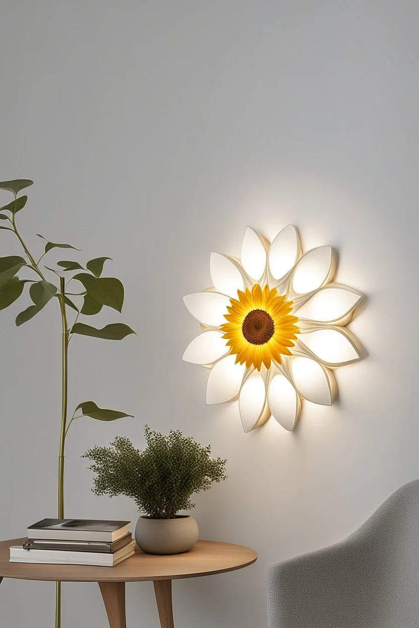 Wall lamp inspired by sunflower , organic form