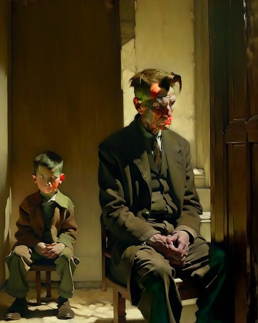 old man, young boy, Andrew Newell Wyeth, Edward Hopper, Yves Tanguy, Alphonse Mucha, Kay Sage