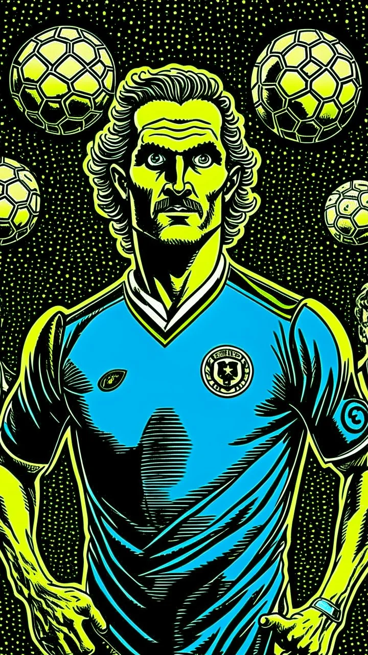 Diego Forlan Football soccer player posing. Squad, ghosts, monsters, Dark detective comic cover watchmen 1940 vintage. Paranormal.