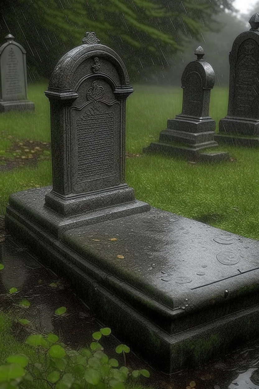 old grave raining