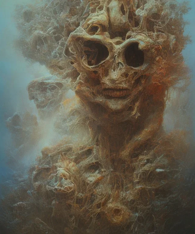 neural network. oil on canvas, beksinski, poster