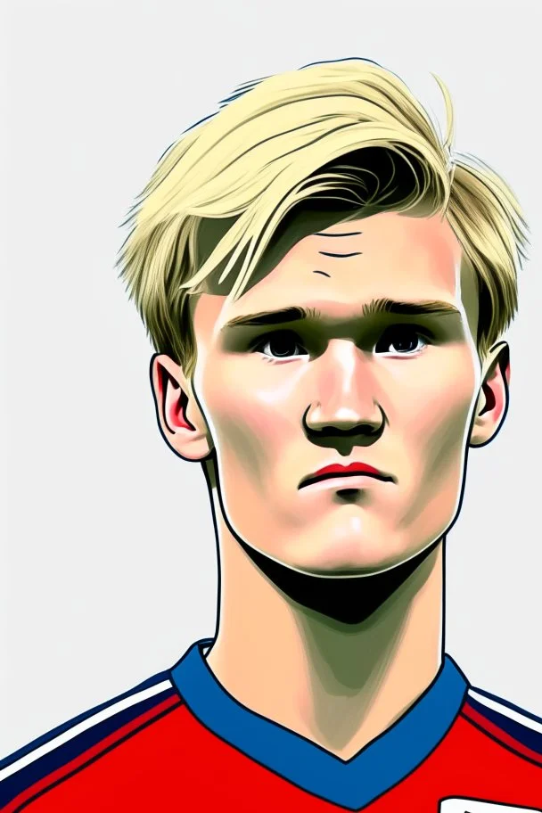 Martin Odegaard Norwegian football player ,cartoon 2d