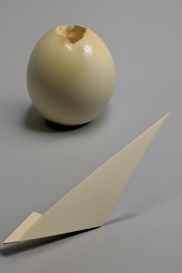 an egg with an angle wing