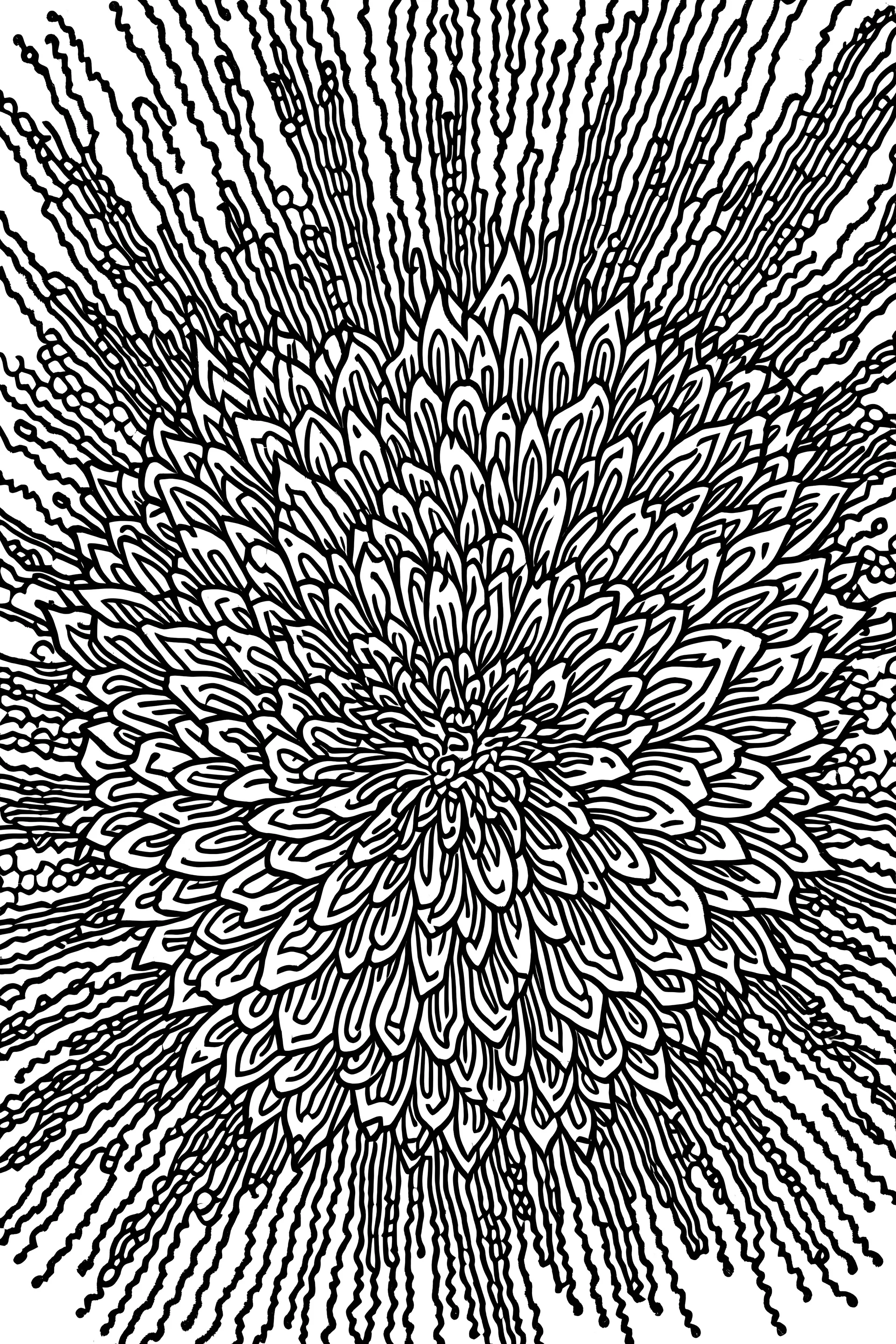 Exploding abstract Coloroing page for adults