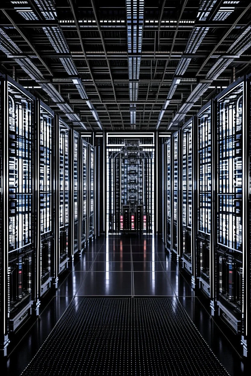 Hyper realistic image of an evil supercomputer like skynet