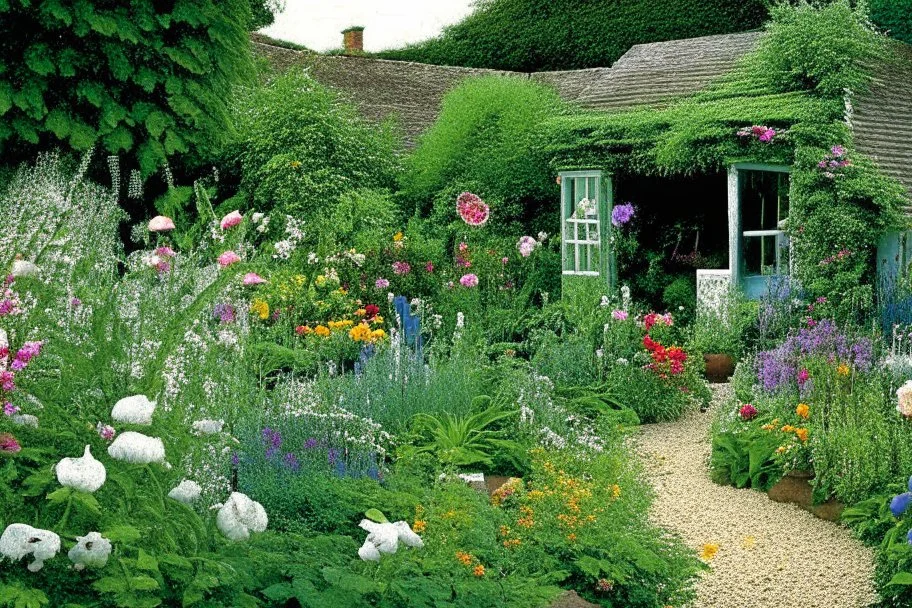 Christopher Forsey English cottage garden in the style of Christopher Forsey