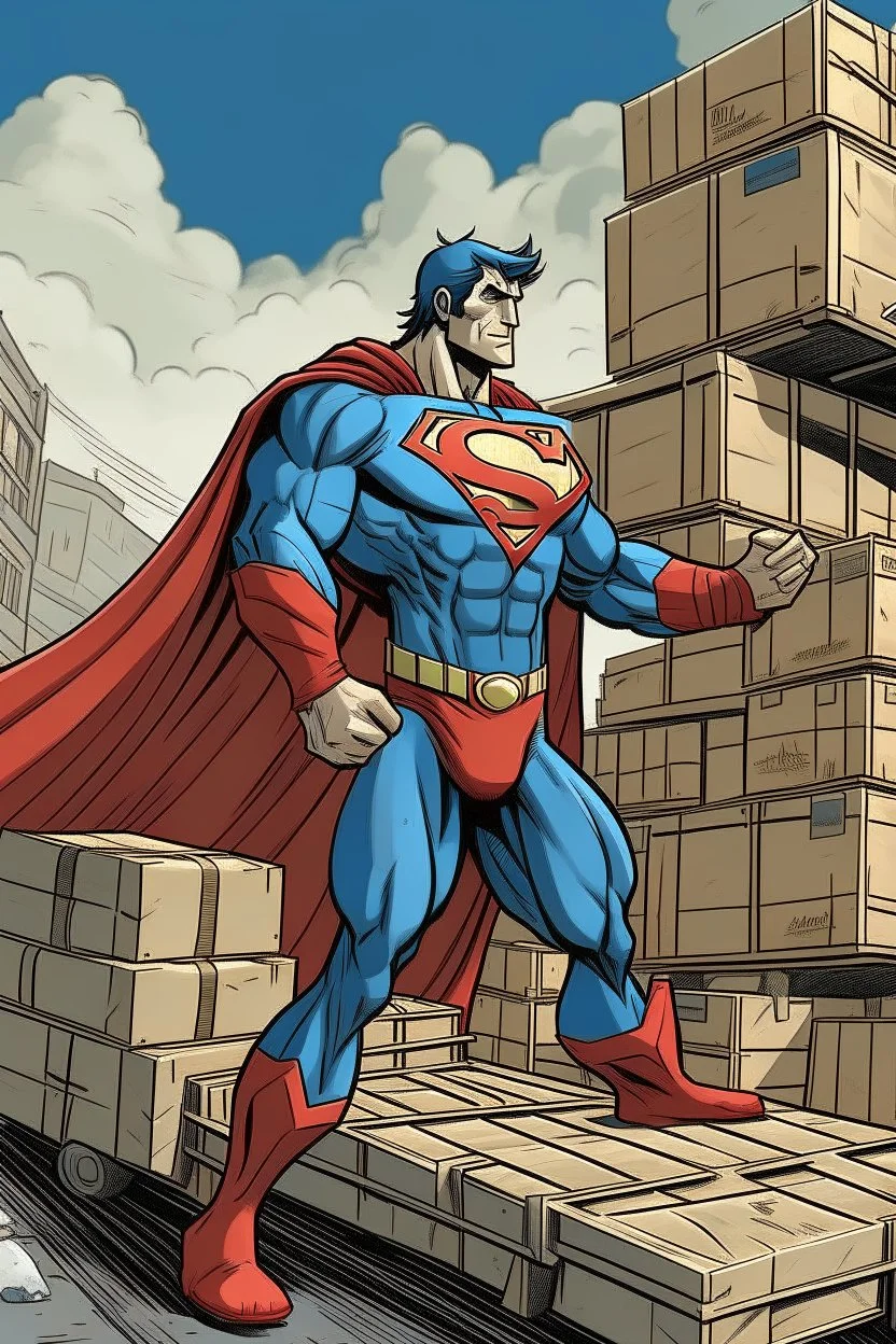 superman delivers pallets of goods