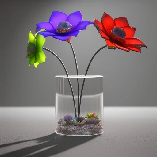 Exotic surreal living glass prism flowers by Chris Wood, sunbeams, intricate details, hyper realistic, 8K resolution, featured on behance