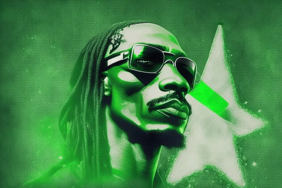 Snoop Dogg from the matrix, green flag with white star