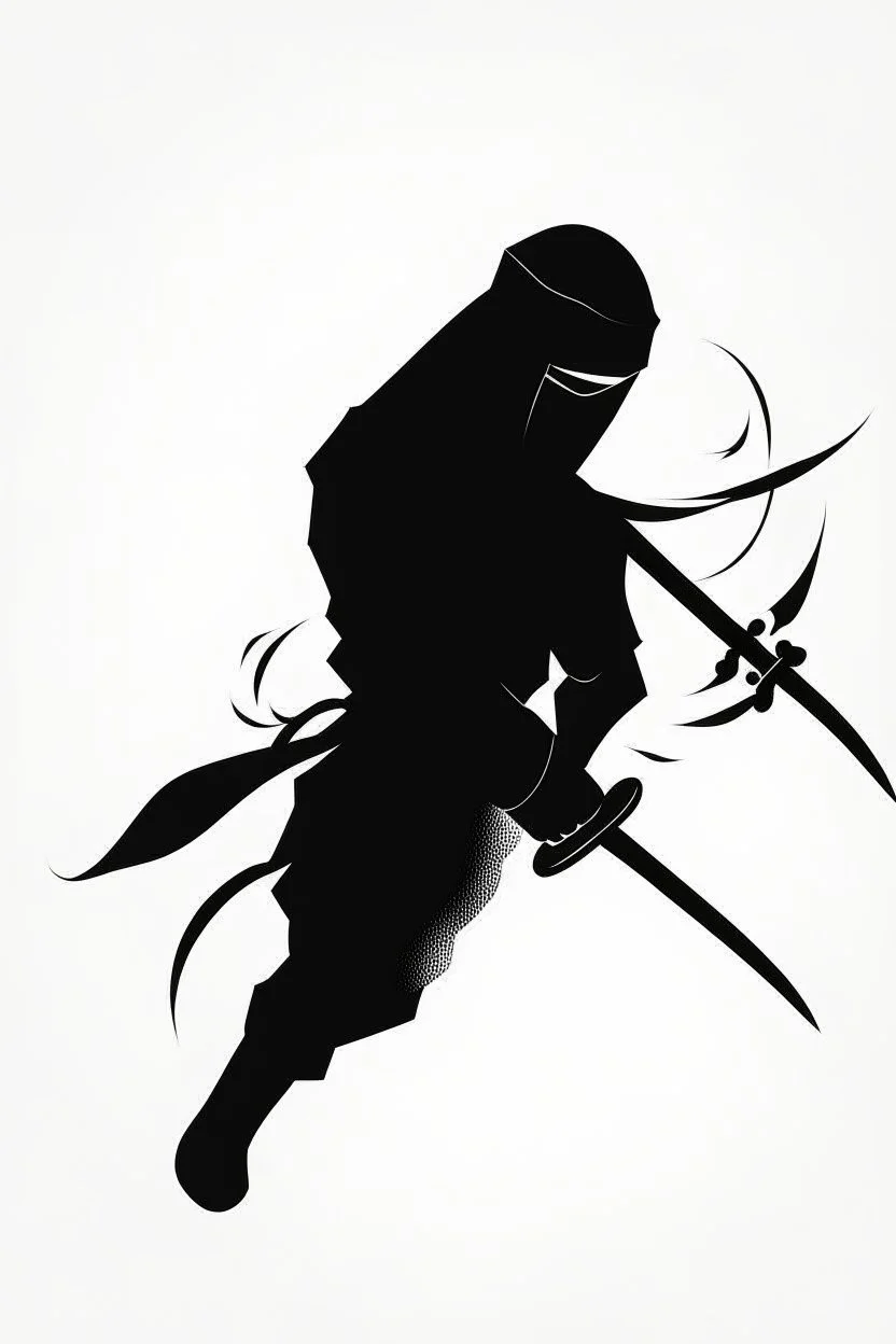 A ninja, minimalist Traditional style tattoo drawing