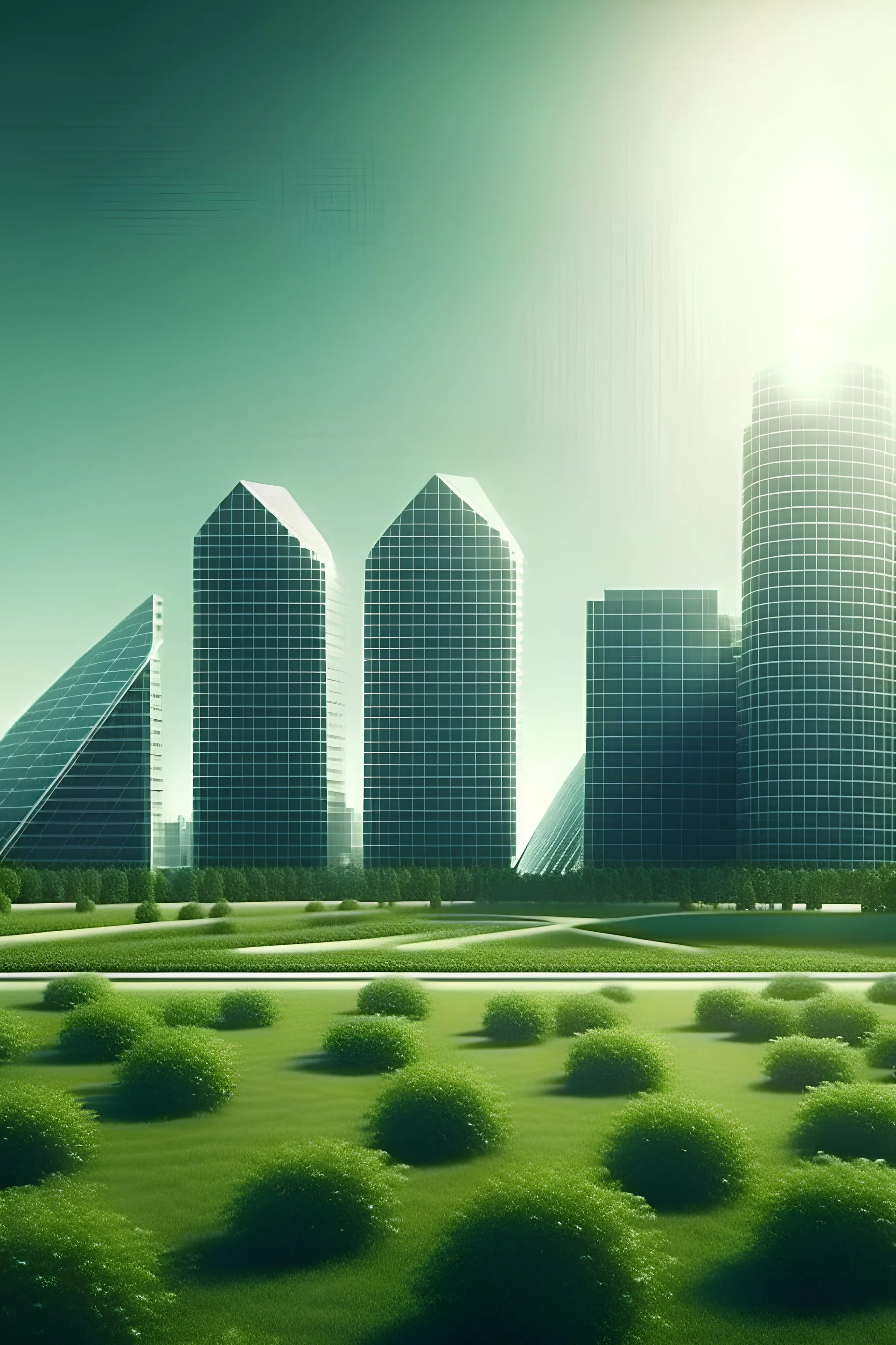 Future green city, eco city. Solar panels