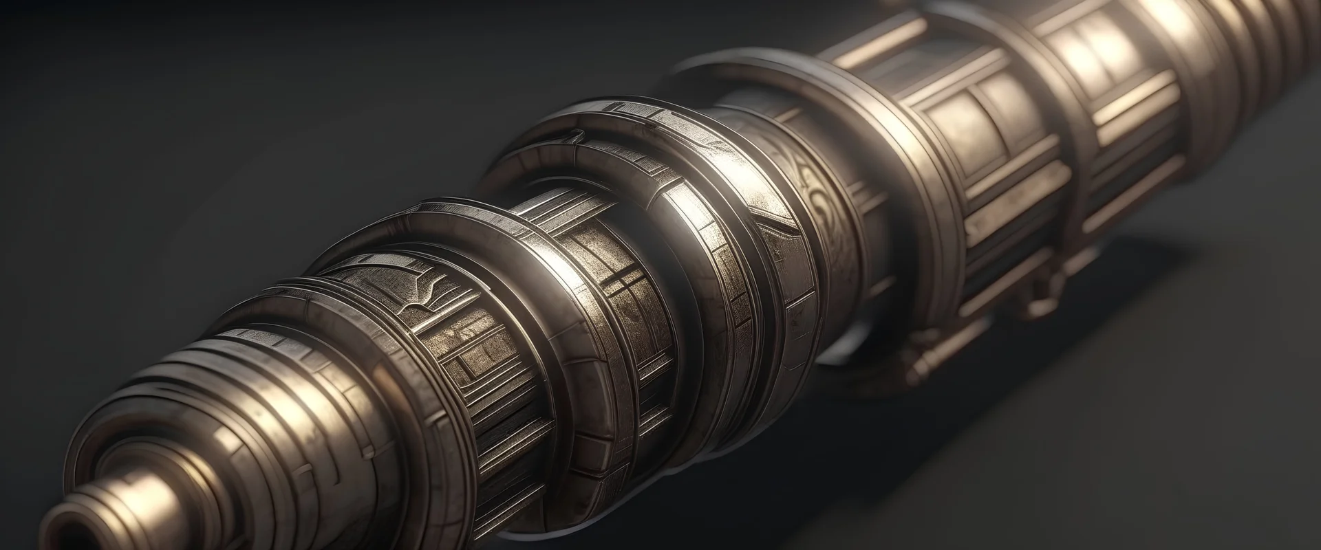 an old ancient looking lightsaber hilt. 4k, highly detailed
