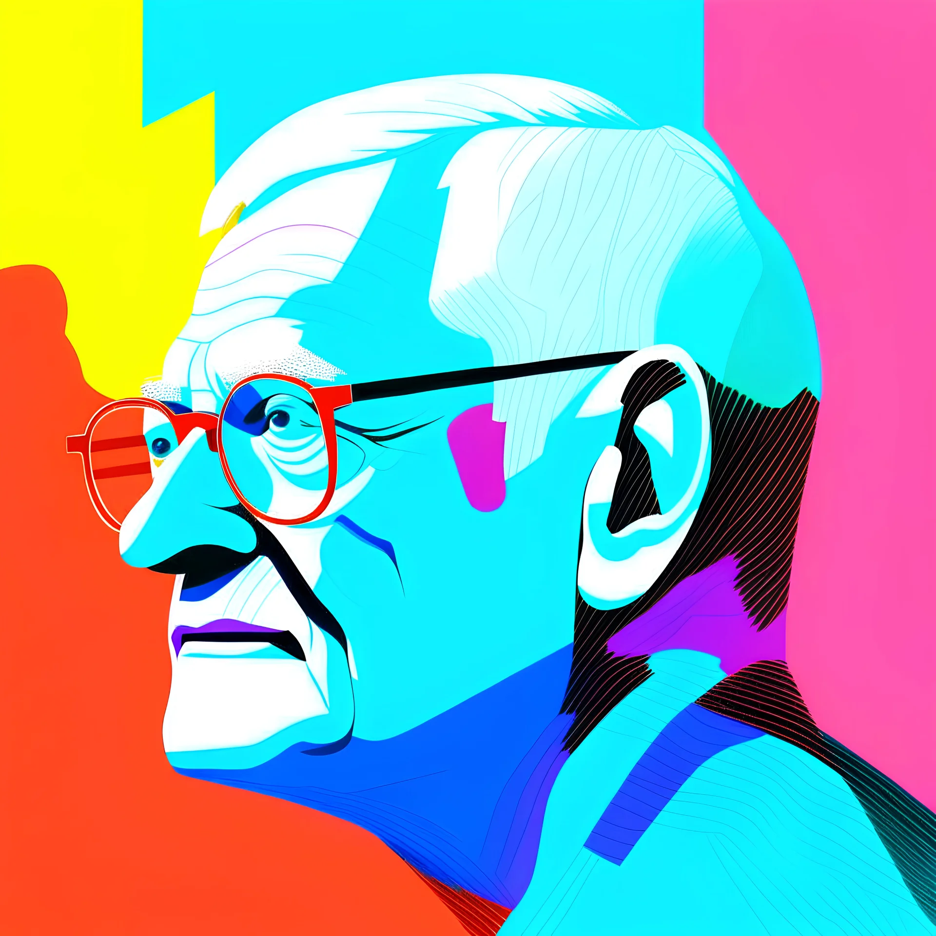 create a profile photo in David Hockney style; show AI and digital health information; modern, simple and high resolution