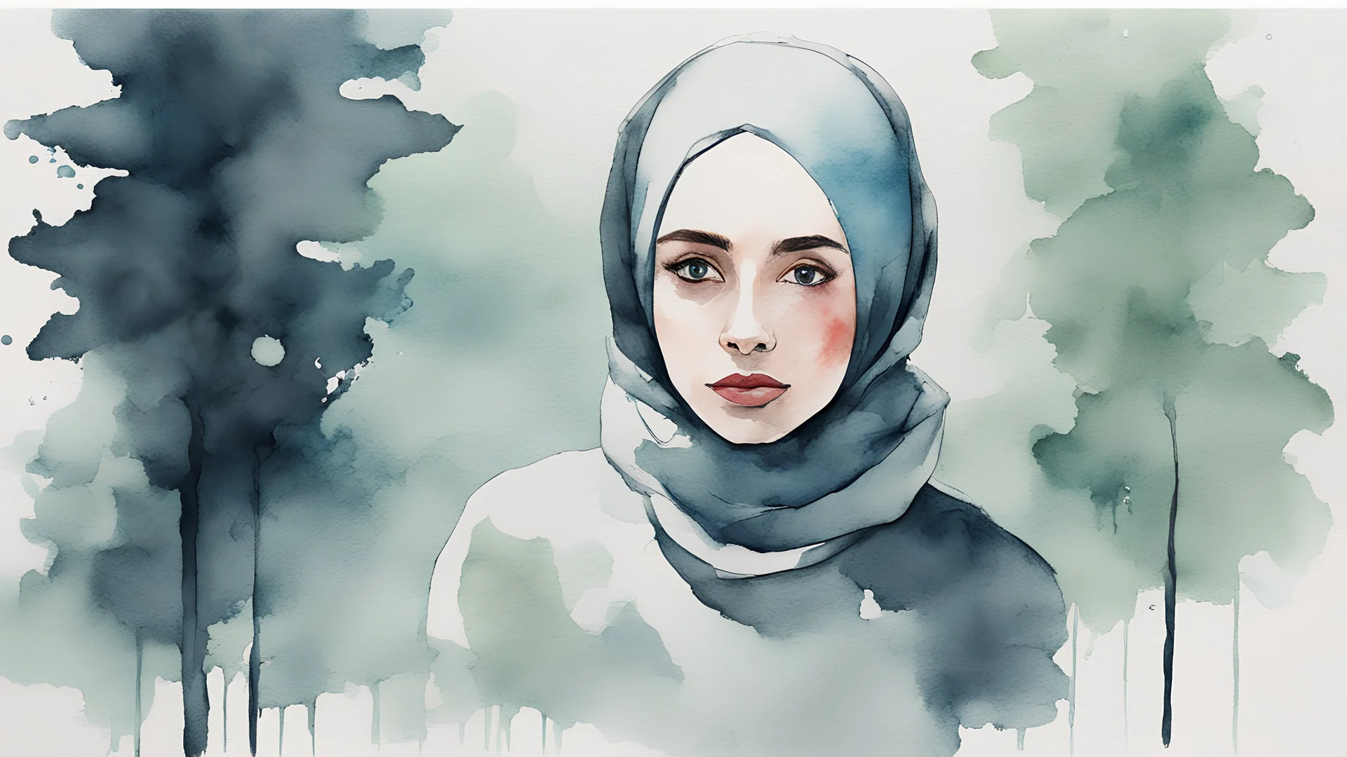 Water color Painting. Minimal. hijab. Iran. new yorker design.