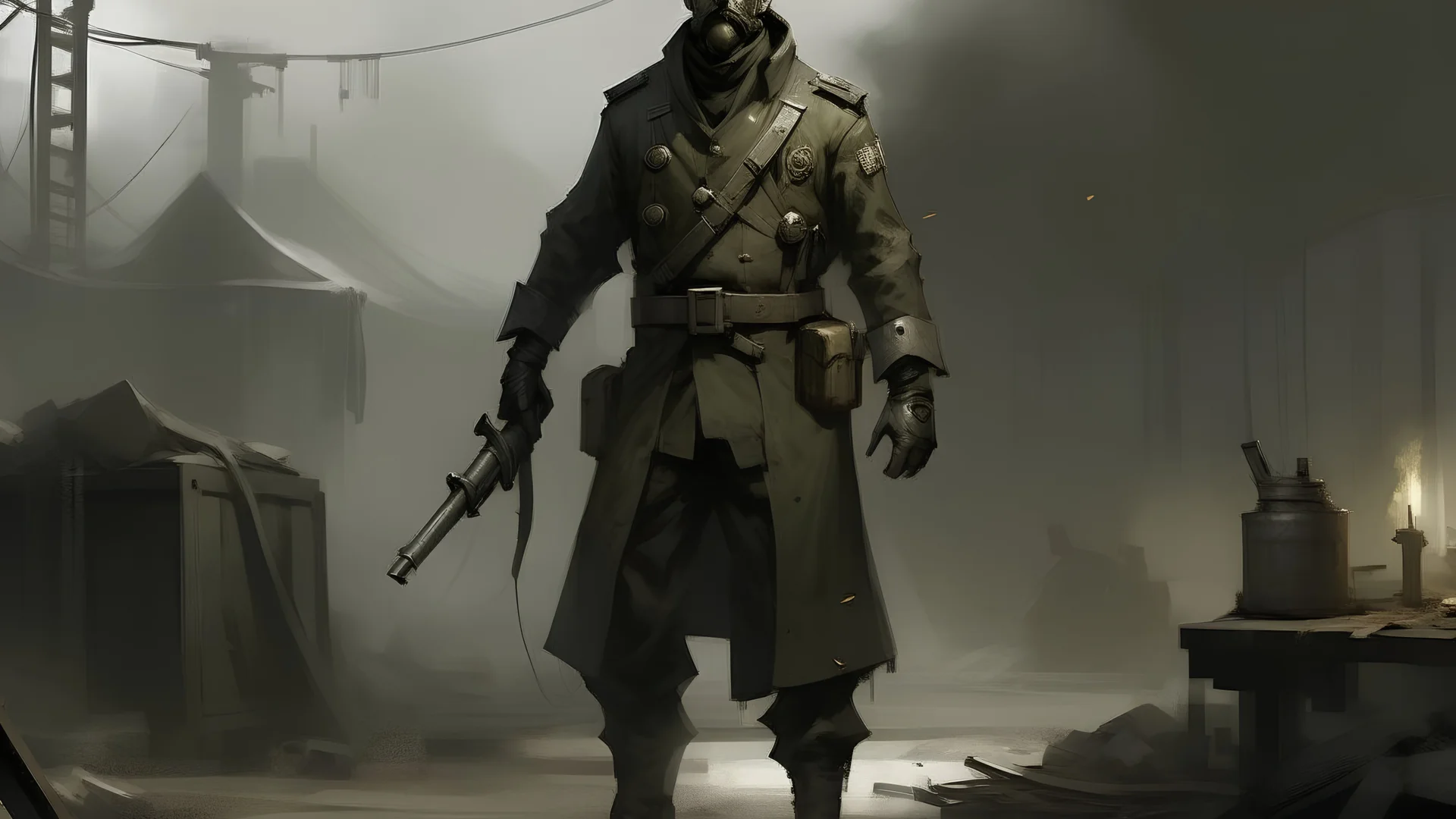 post-apocalyptic, fascist faction leader speech, concept art