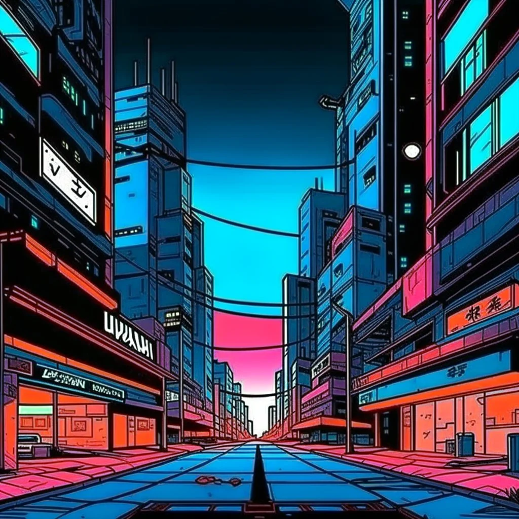 cyberpunk retro futuristic empty space in the city for comics for comics