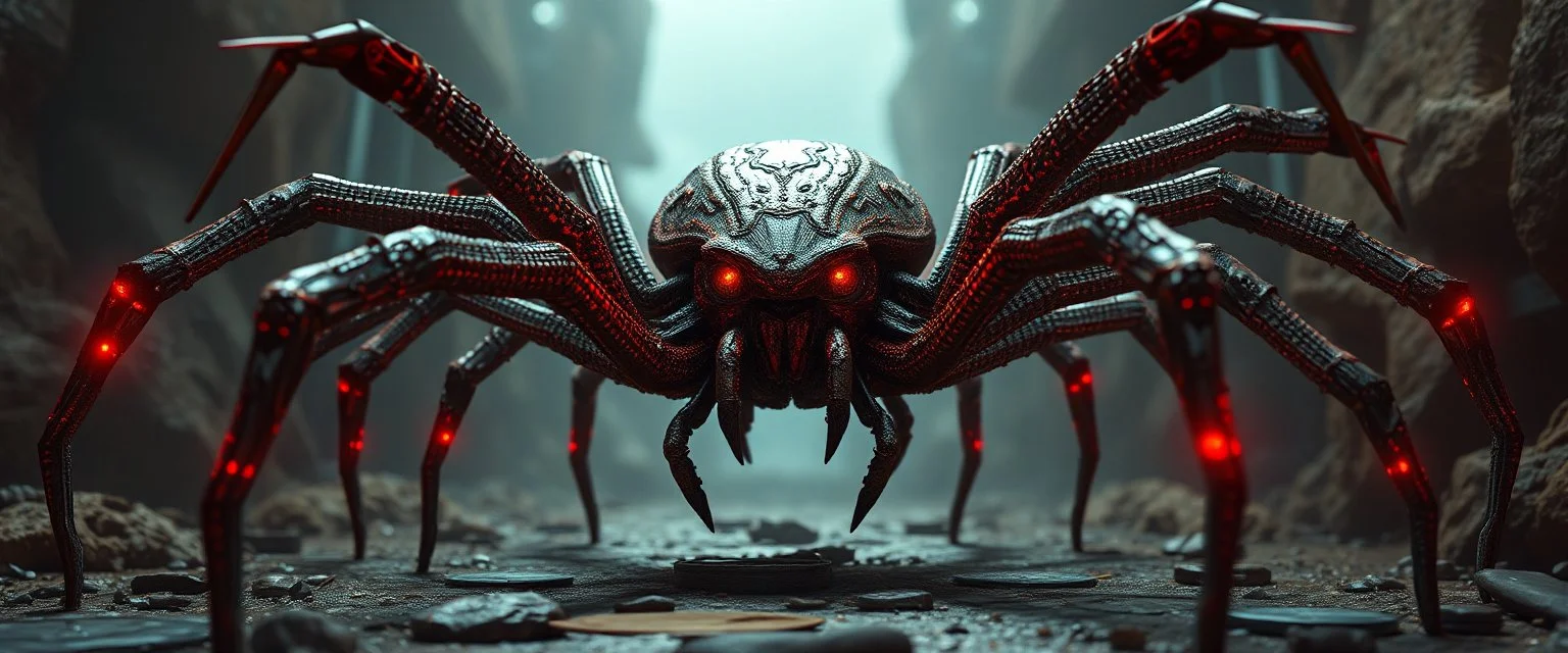 spider human, eight limbs, 6 eyes, 8k 3D, VRAY, concept art, hyperrealism ,photorealism, digital illustration ,Unreal Engine, elaborate, dystopian, detailed retro horror masterpiece, by hr giger