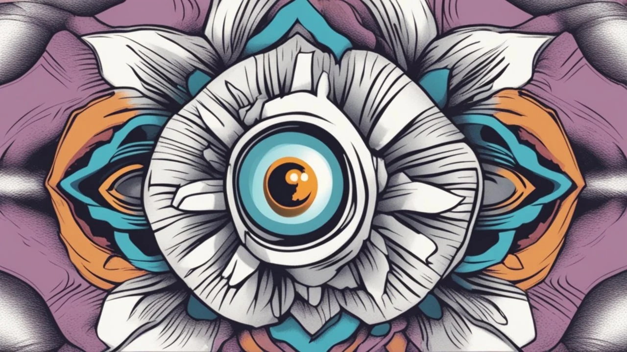 comic style flower with eye in the middle