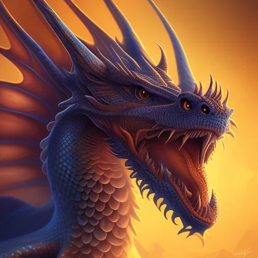 Portrait of dragon, highly detailed, color patterns on wings, soft studio lighting, background 64k