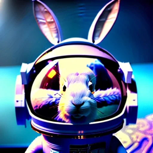 pixar style cute rabbit astronaut in space, unreal engine