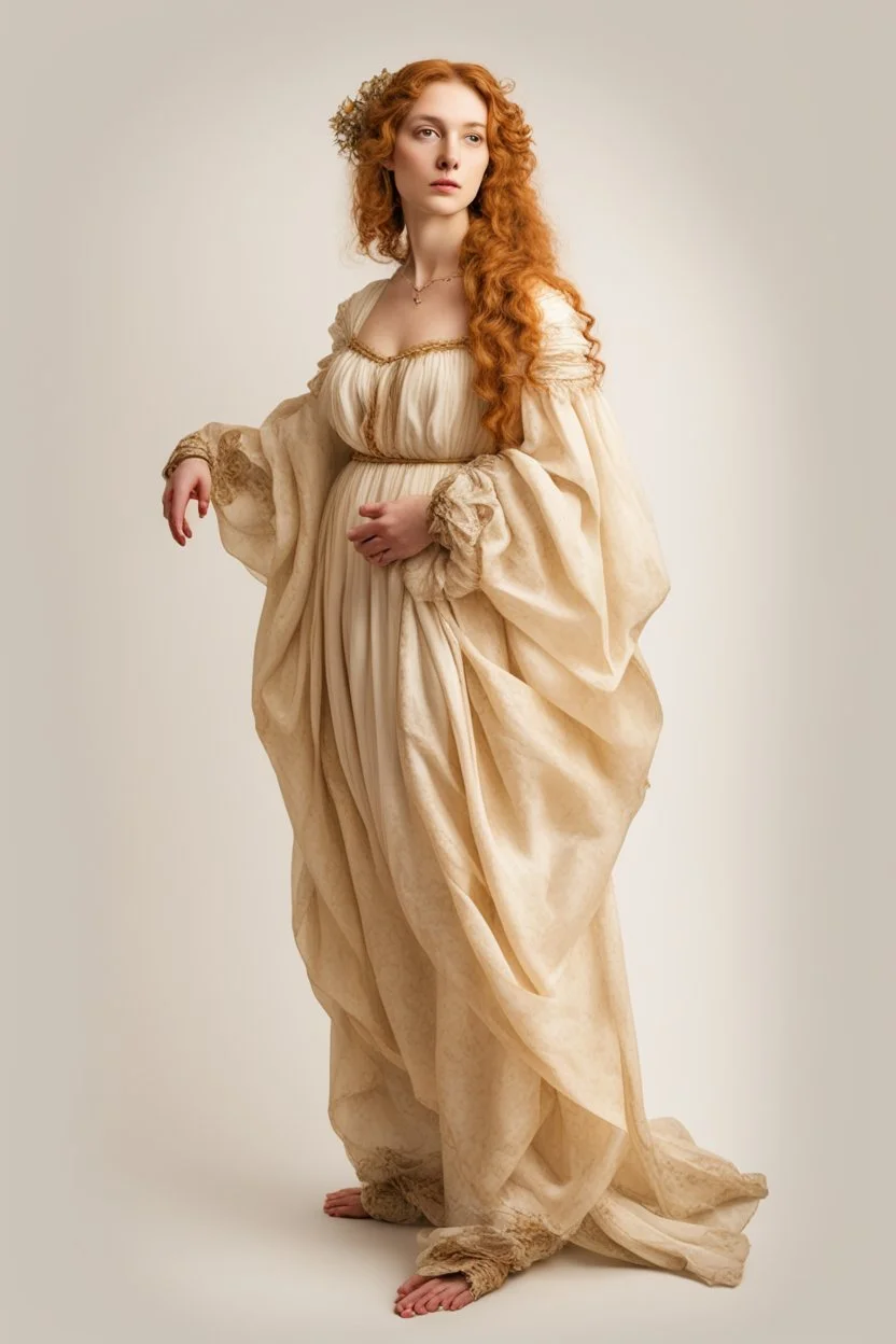 portrait of a renaissance woman full body botticelli style on a white background