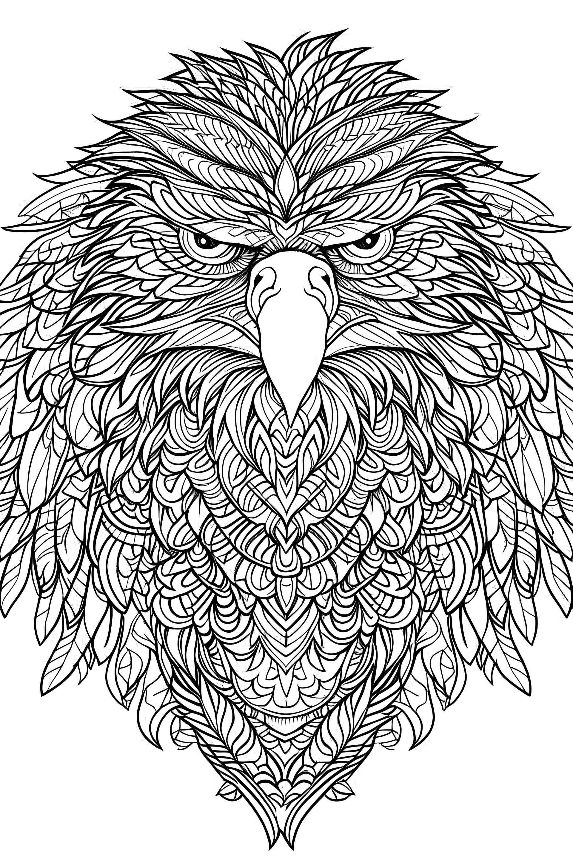 outline art for eagle, white backround, sketch style,only use outline, mandala style,clean line art, mandala backround, no shadows and clear and well outlined