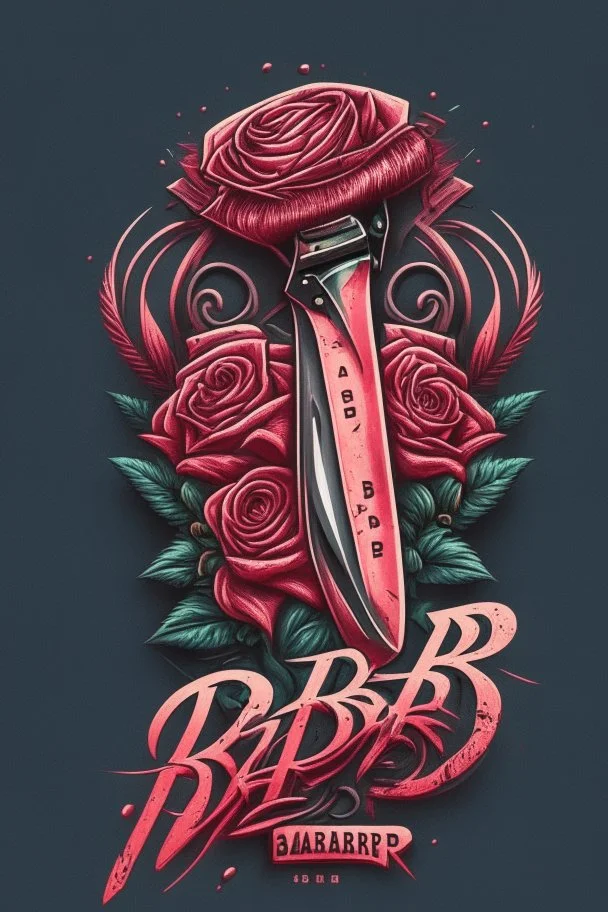 rose mit rasiermesser, haarschneidemaschine und diamant über schriftzug,firmenlogo für friseur barber, name soll SAMO THE BARBER sein, high quality, logo, graffitidesign, symmetrisch, 4k,